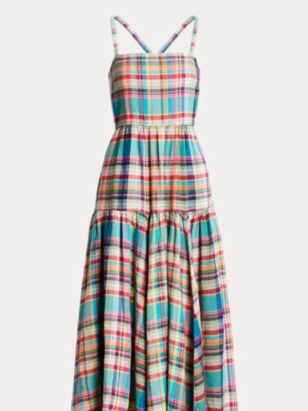 Ralph Lauren Plaid Linen Midi Dress - SIZE 2 - Picture 2 of 13